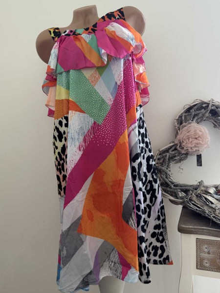 MISSY Kleid Trägerkleid M 38 Volant bunt NEU Glitzernieten