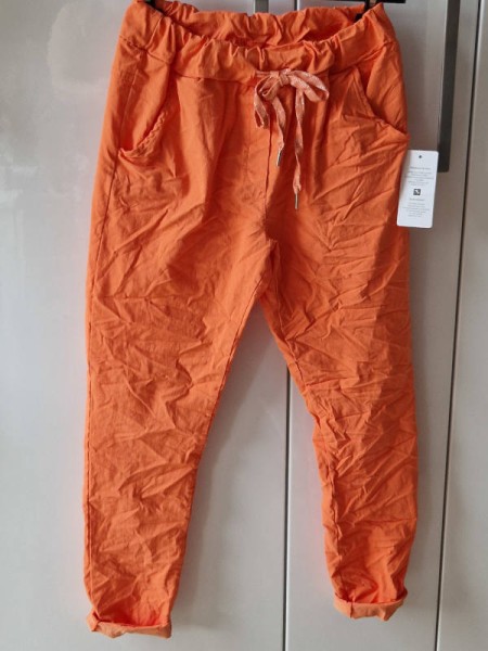 stretchige Joggpant Hose orange Baggy Made in Italy Chino 36-40 Onesize