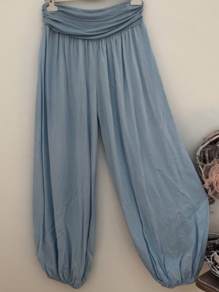 Ballonhose Hose Pluderhose uni hellblau Italy Pumphose 36-42 NEU
