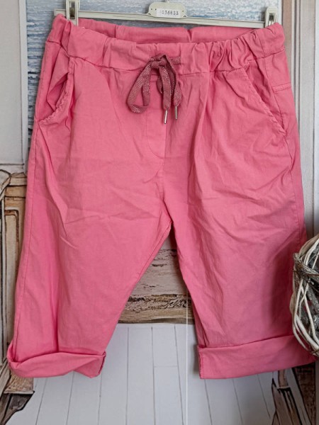 Joggpant Hose candy rosa kurze Baggy Made in Italy Capri Shorts Chino 38-42