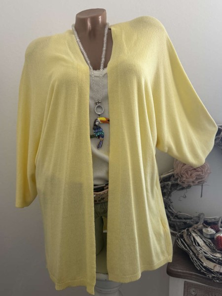 leichtes Cardigan Jäckchen Made in Italy Sonnengelb 38-44 NEU 1/2 Arm
