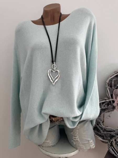 Flausch Pullover Pulli zartes babyblau 38-42 Neu Tunika Made in Italy
