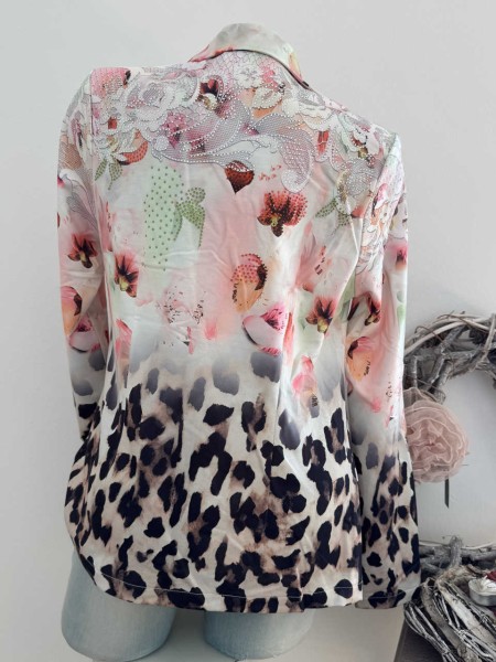 MISSY Blazer Jackett L 40 Glitzer Steinchen weiss mint rosa Leo Floraler Mix Neu Strass Nieten