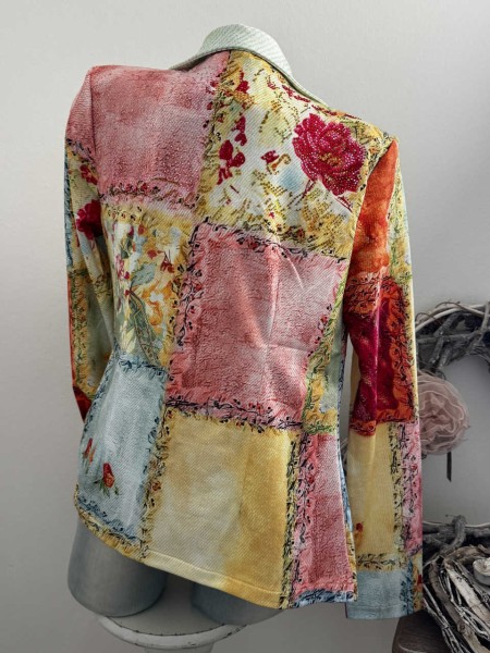 M 38 MISSY Blazer Jackett Glitzer Steinchen Patchwork Mix Neu Strass Nieten