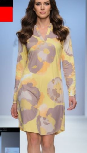 Kleid MISSY M 38 Tunika butterweich gelb gemustert Glitzer Nieten Neu