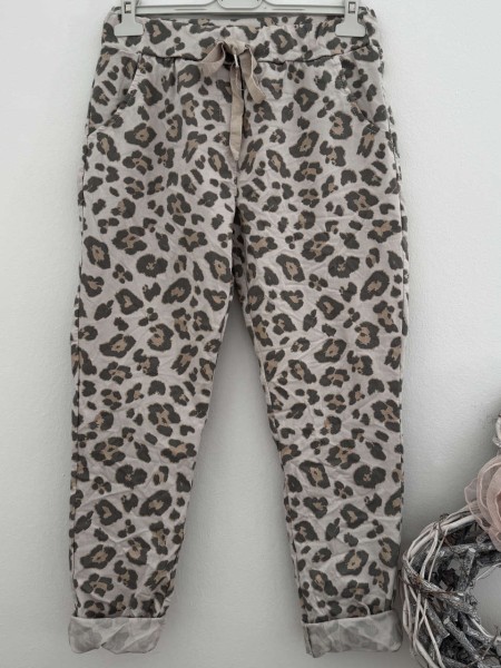 Joggpants Hose Made in Italy Leo/beige stretchig Chino Baggy Onesize 36-40