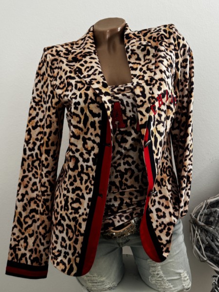 Blazer MISSY L 40 Jackett Neue Kollektion Leo mit rot und schwarz Glitzernieten