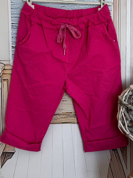 Joggpant Hose pink kurze Baggy Made in Italy Capri Shorts Chino 38-42