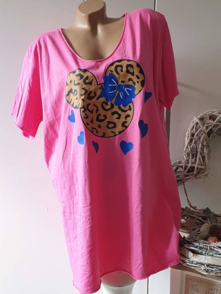Long Shirt Tunika 44 46 4 NEU Italienische Mode Comic Print pink