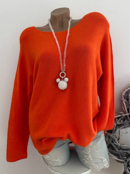 Flausch Pullover Pulli orange 38-42 Neu Tunika Made in Italy