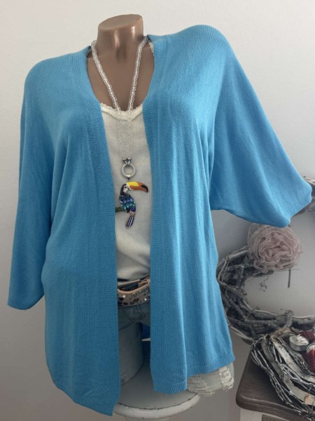 leichtes Cardigan Jäckchen Made in Italy himmelblau 38-44 NEU 1/2 Arm