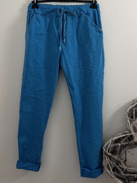 Joggpants himmelblau Hose Made in Italy stretchig Chino Baggy Onesize 36-42