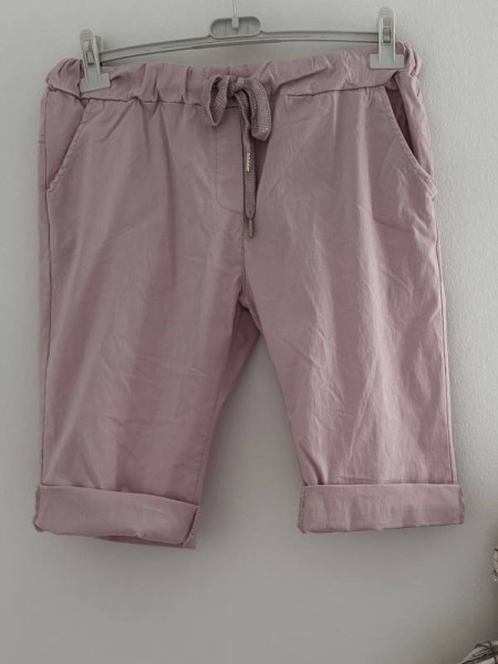 Joggpant Hose rosé kurz Baggy Made in Italy Capri Shorts Chino 38-42