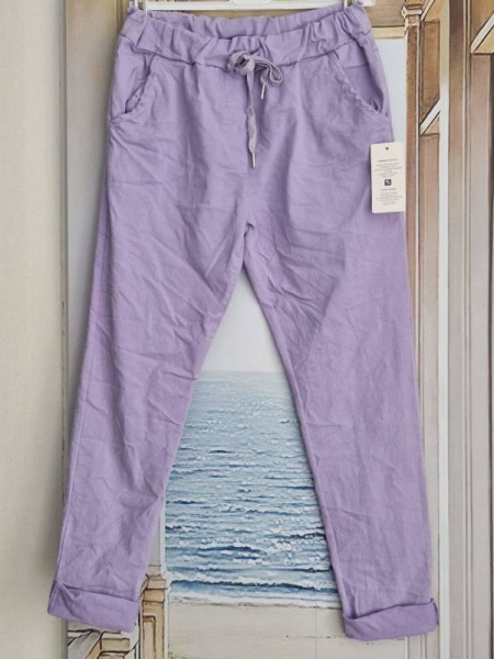 Joggpants lila Hose Made in Italy stretchig Chino Baggy Onesize 36-42