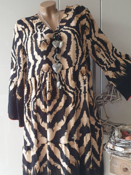 Tunika Hängerchen 38-42 Dress Kleid Tunikakleid Made in Italy beige schwarz Sommerkleid