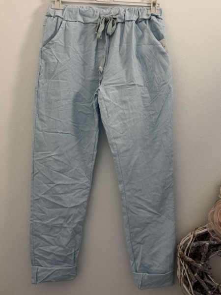 Joggpants hellblau Hose Made in Italy stretchig Chino Baggy Onesize 36-40