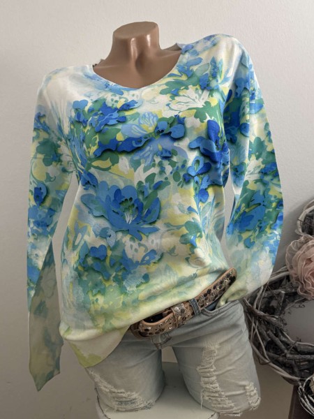 Pullover MISSY Pulli S/M 36 38 Neu Glitzersteinchen FRÜHLING Blümchen