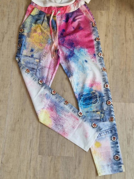 MISSY M 38 Joggpants Baggy Hose multicolor jeans Print Nieten Neu