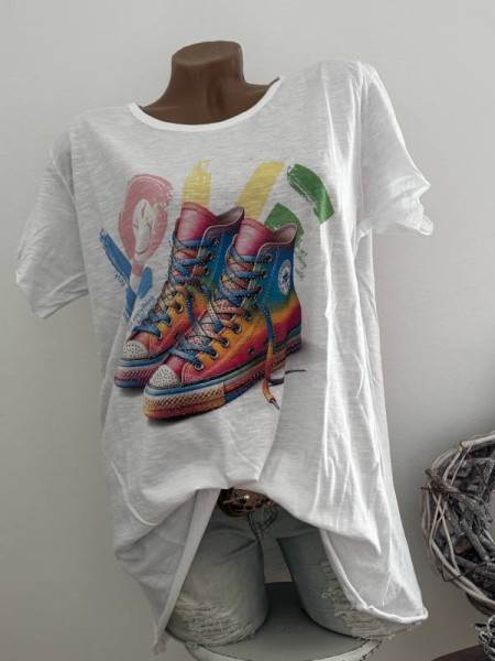 T-Shirt Shirt 36 38 40 42 Multicolor Sneakers Smile Italy Nieten NEU weiss