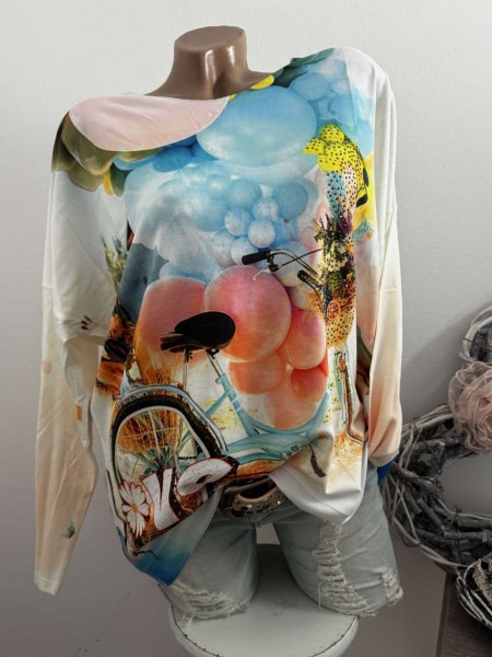 Longsleeve Tunika Glitzer Steinchen 40-44 Lurexsaum Made in Italy