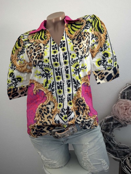 MISSY Tunika S 36 Hemdbluse Bluse Kurzarm Neu Glitzer