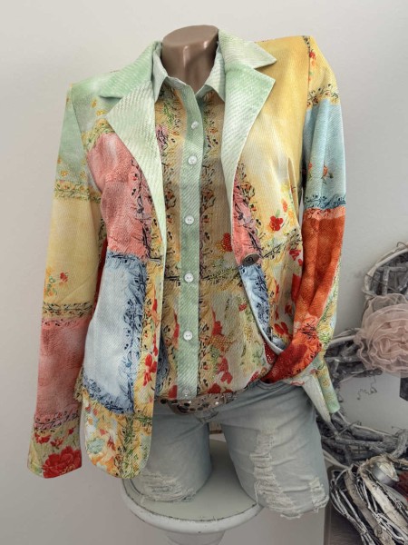 XL 42 MISSY Blazer Jackett Glitzer Steinchen Patchwork Mix Neu Strass Nieten