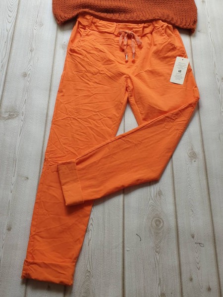 stretchige Joggpant Hose orange Baggy Made in Italy Chino 36-40