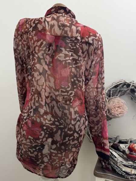 Bluse Missy L 40 Langarm floral gemustert rostbraun/himbeere Neue Kollektion
