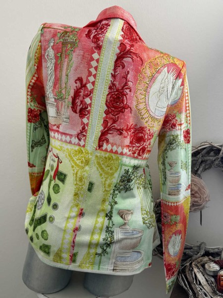 Jackett MISSY L 40 Blazer Glitzer Steinchen Antiker Print gemustert Neu Strass Nieten