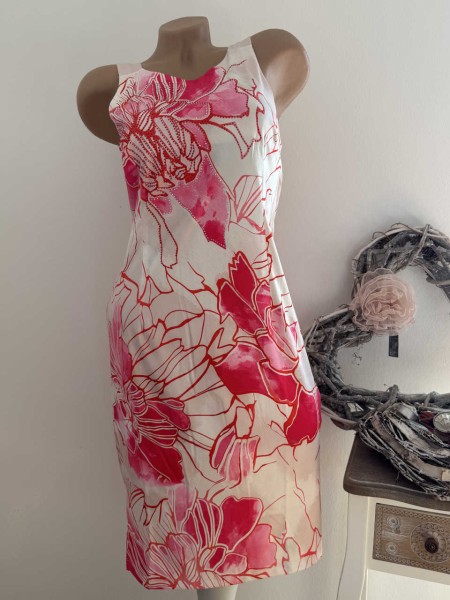L 40 MISSY Trägerkleid Kleid Stretchkleid Neu weiss pink floral Glitzer Steinchen