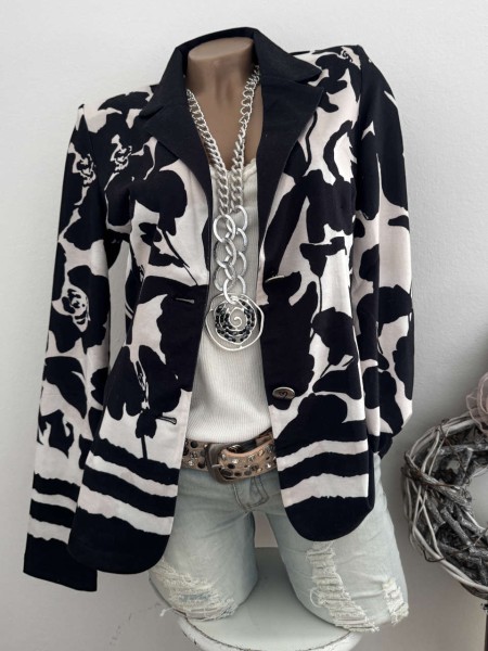 Neu Jackett MISSY XL 42 Blazer schwarz/weiss Strass Steinchen Nieten