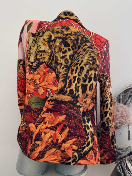 Blazer L 40 MISSY Jackett Leopard Bordeaux Erdtöne Leo NEU Glitzersteinchen