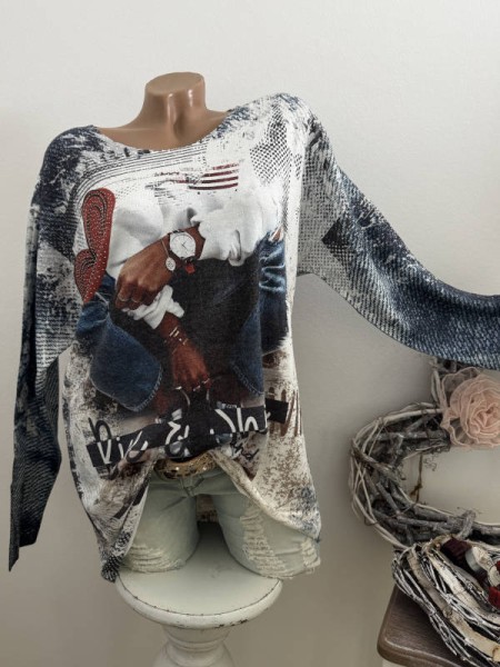 Longsleeve Feinstrick Tunika Pulli Fashionmotiv 40-44 Made in Italy