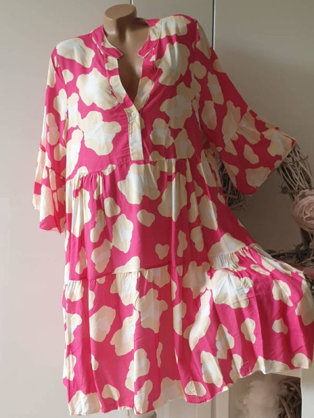 Tunika Sommerkleid Hängerchen pink bunt Dress Kleid Tunikakleid Made in Italy 38-42