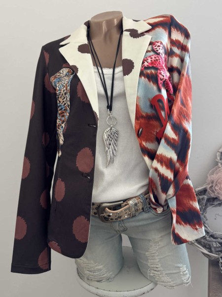 MISSY S 36 Blazer Jackett Animal Leopard Floral & Polka Dots Print NEU Glitzer