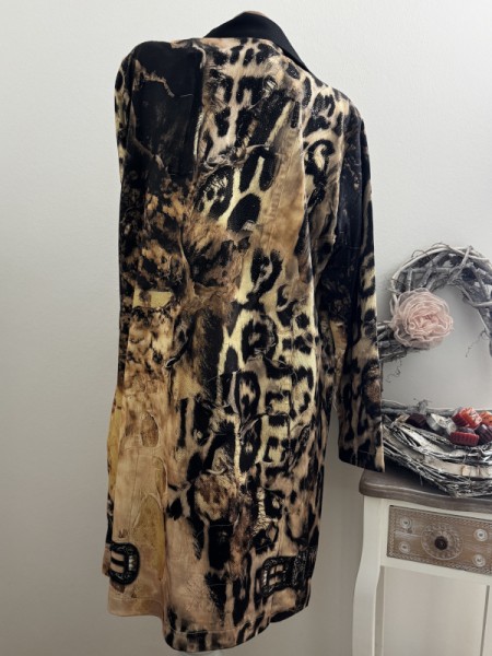 MISSY Blazer Mante Longblazer Gehrock 40 42 ohne Verschluss Neu Fellprint/Leo Glitzer