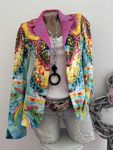 MISSY Blazer XXL 44 Jackett bunt pink rosa Print Neu