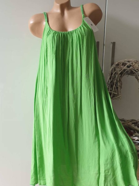 Flechtträger grün Made in Italy Tunika Kleid Trägerkleid 2-lagig 34-44