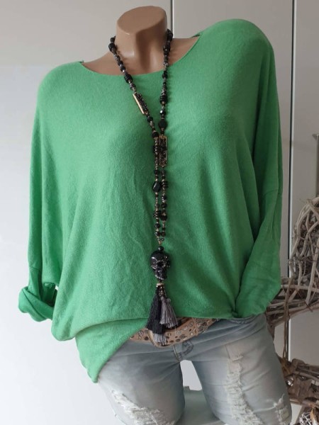 Vokuhila grün 36-42 NEU Made in Italy Feinstrick Tunika Shirt