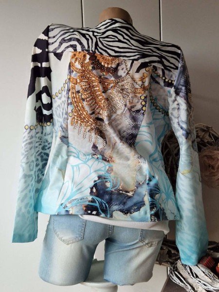 MISSY Jacke XXL 44 Zipperjacke Glitzer 2-Wege Zipper NEU weiss schwarz hellblau helltürkis Animal Ke
