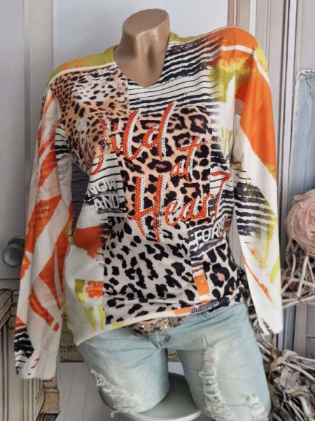MISSY Pullover Neu Feinstrick Pulli M/L 38 40 orange bunt Pulli Glitzer