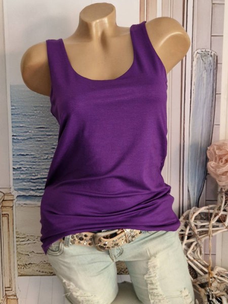 Top Shirt Basictop Untertop Shirt 36-40 lila Trägertop Longtop Made in Italy NEU