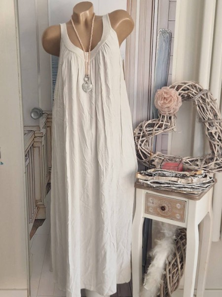 Kleid Maxikleid weiss Trägerkleid Italy NEU 36-42 Made in Italy