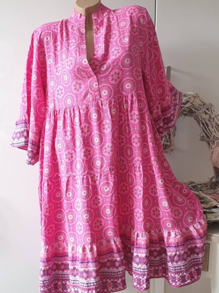 Kleid 40 42 44 pink Tunika Viskose Hängerchen Empirekleid