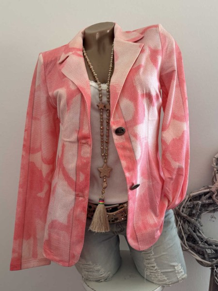 S 36 Blazer MISSY Jackett lachs weiss floral Glitzer Nieten NEU
