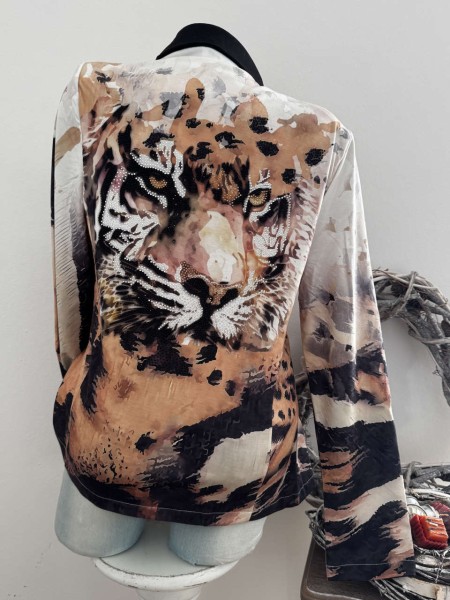 MISSY Oversized Blazer Jackett L/XL 40 42 Glitzersteinchen Tiger Neu
