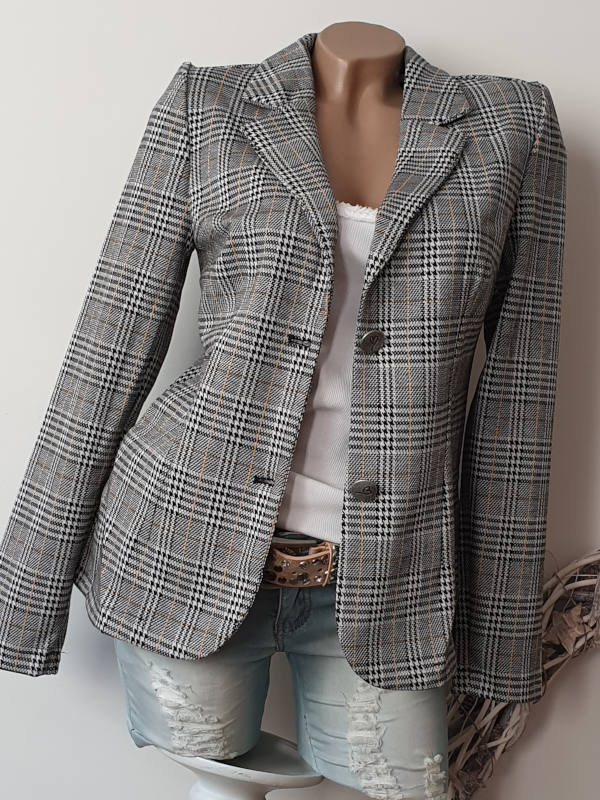 Blazer Glencheck 2 Knopf Missy S 36 Jackett Kurzblazer Jacke Kariert Neu Italienische Und Franzoesische Damenmode Modebina Online Shop