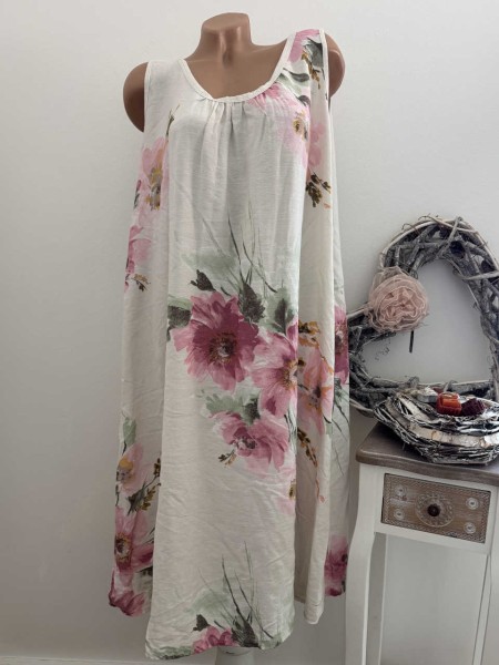 Kleid Trägerkleid Sommerkleid 40-46 Made in Italy beige floral Neu