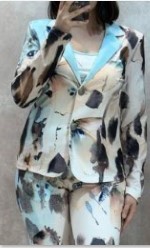 Blazer XL 42 MISSY Kurzblazer Schmetterling Aquarellprint Glitzernieten Neu