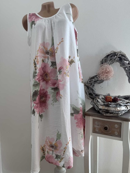 Kleid Trägerkleid Sommerkleid 40-46 Made in Italy weiss floral Neu